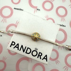 Pandora Marvel 14 Karat Gold Charm Red & Blue Crystals HIGHER FURTHER FASTER
